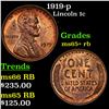 Image 1 : 1919-p Lincoln Cent 1c Grades Gem+ Unc RB
