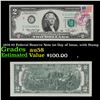 Image 1 : 1976 $2 Federal Reserve Note 1st Day of Issue, with Stamp Grades Choice AU/BU Slider