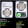 Image 1 : NGC 1878-s Morgan Dollar $1 Graded ms64 By NGC