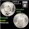 Image 1 : 1925-p Peace Dollar $1 Graded ms66 By SEGS