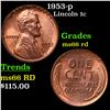 Image 1 : 1953-p Lincoln Cent 1c Grades GEM+ Unc RD