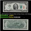 Image 1 : 1976 $2 Federal Reserve Note 1st Day of Issue, with Stamp Grades Gem CU