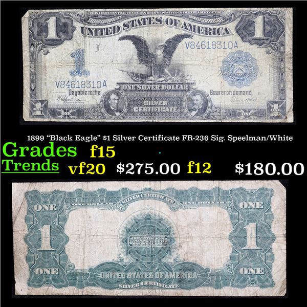 1899 "Black Eagle" $1 Silver Certificate FR-236 Sig. Speelman/White Grades f+
