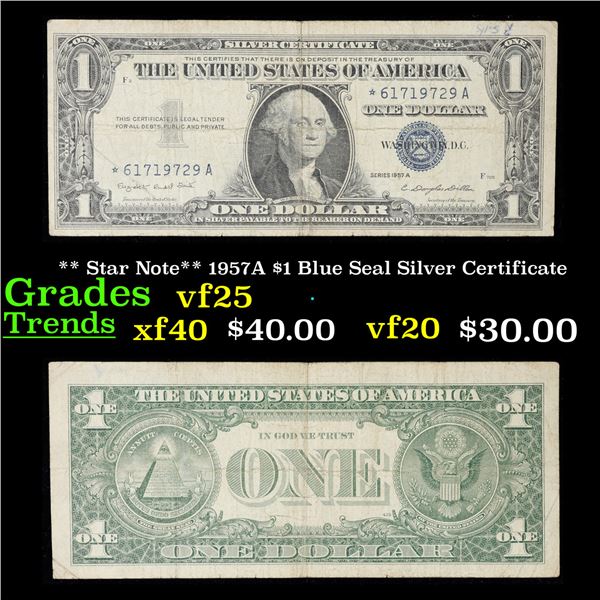 ** Star Note** 1957A $1 Blue Seal Silver Certificate Grades vf+