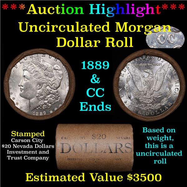 ***Auction Highlight*** 1889 & CC Uncirculated Morgan Dollar Shotgun Roll (fc)