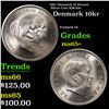 Image 1 : 1967 Denmark 10 Kroner Silver Coin KM-856 Grades GEM+ Unc