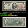 Image 1 : 1976 $2 Federal Reserve Note 1st Day of Issue, with Stamp Grades Gem CU