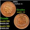 Image 1 : 1901 Indian Cent 1c Grades Gem+ Unc RB