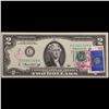 Image 2 : 1976 $2 Federal Reserve Note 1st Day of Issue, with Stamp Grades Choice CU