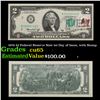 Image 1 : 1976 $2 Federal Reserve Note 1st Day of Issue, with Stamp Grades Gem CU