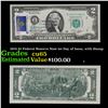 Image 1 : 1976 $2 Federal Reserve Note 1st Day of Issue, with Stamp Grades Gem CU