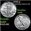 Image 1 : 1941-p Walking Liberty Half Dollar 50c Grades GEM+ Unc
