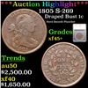 Image 1 : ***Auction Highlight*** 1805 Draped Bust Large Cent S-269 1c Graded xf45+ By SEGS (fc)