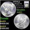 Image 1 : 1934-p Peace Dollar $1 Graded ms64+ By SEGS