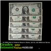 Image 1 : 5x 1969-2001 $1 Federal Reserve Notes, All CU, All Different Series Grades Brilliant Uncirculated