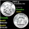 Image 1 : 1962-p Franklin Half Dollar 50c Grades Choice+ Unc