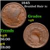 Image 1 : 1845 Braided Hair Large Cent 1c Grades vg, very good