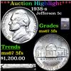 Image 1 : ***Auction Highlight*** 1938-s Jefferson Nickel 5c Graded ms67 5fs By SEGS (fc)