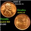 Image 1 : 1937-d Lincoln Cent 1c Grades Choice Unc RD