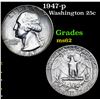 Image 1 : 1947-p Washington Quarter 25c Grades Select Unc