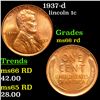Image 1 : 1937-d Lincoln Cent 1c Grades GEM+ Unc RD