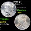 Image 1 : 1925-p Peace Dollar $1 Grades GEM Unc