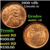 Image 1 : 1909 vdb Lincoln Cent 1c Grades Gem+ Unc RD