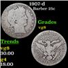 Image 1 : 1907-d Barber Quarter 25c Grades vg, very good
