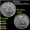 Image 1 : 1943-p Walking Liberty Half Dollar 50c Grades Select Unc