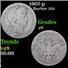 Image 1 : 1907-p Barber Quarter 25c Grades g+