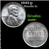 Image 1 : 1943-p Lincoln Cent 1c Grades GEM++ Unc