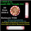 Image 1 : Shotgun Lincoln 1c roll, 1959-d 50 pcs Bank Wrapper.
