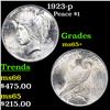 Image 1 : 1923-p Peace Dollar $1 Grades GEM+ Unc