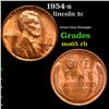 Image 1 : 1954-s Lincoln Cent 1c Grades GEM Unc RB