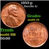 Image 1 : 1953-p Lincoln Cent 1c Grades GEM+ Unc RB
