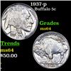Image 1 : 1937-p Buffalo Nickel 5c Grades Choice Unc