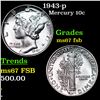 Image 1 : 1943-p Mercury Dime 10c Graded ms67 fsb BY SEGS