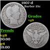 Image 1 : 1907-d Barber Quarter 25c Grades vg, very good