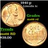 Image 1 : 1941-p Lincoln Cent 1c Grades GEM+ Unc RD