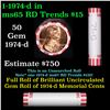 Image 1 : Shotgun Lincoln 1c roll, 1974-d 50 pcs Bank Wrapper.