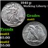Image 1 : 1941-p Walking Liberty Half Dollar 50c Grades Select Unc