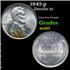 Image 1 : 1943-p Lincoln Cent 1c Grades GEM Unc