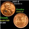 Image 1 : 1937-d Lincoln Cent 1c Grades Choice Unc RD