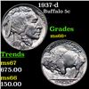 Image 1 : 1937-d Buffalo Nickel 5c Graded ms66+ BY SEGS