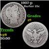 Image 1 : 1907-p Barber Quarter 25c Grades g+