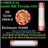Image 1 : Shotgun Lincoln 1c roll, 1964-d 50 pcs Bank Wrapper.