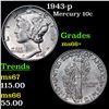 Image 1 : 1943-p Mercury Dime 10c Grades GEM++ Unc