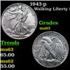 Image 1 : 1943-p Walking Liberty Half Dollar 50c Grades Select Unc