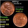Image 1 : 1953-p Lincoln Cent 1c Grades GEM Unc RD