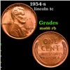 Image 1 : 1954-s Lincoln Cent 1c Grades GEM+ Unc RB